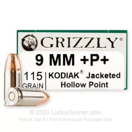 Grizzly Ammo GC9+P+CM99mm+P Luger 115gr Jacketed Hollow Point 20 Per Box/10 Case