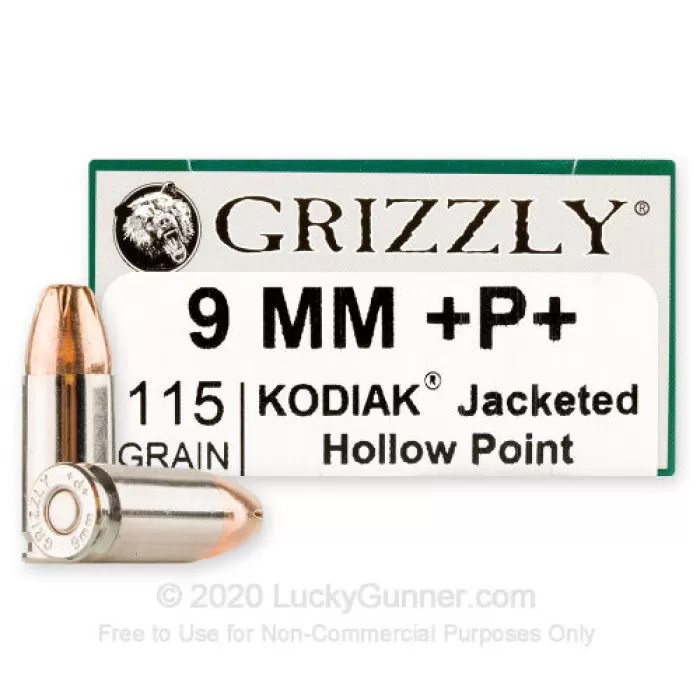 Grizzly Ammo GC9+P+CM99mm+P Luger 115gr Jacketed Hollow Point 20 Per Box/10 Case