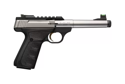 Browning 051618490 Buck Mark Plus Camper SR 22 LR 10+1 5.90" Matte Blued Bull Threaded Barrel, Picatinny Rail Receiver, Aluminum Frame, Black Overmolded UFX Grip