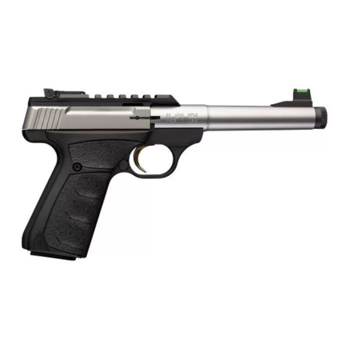 Browning 051618490 Buck Mark Plus Camper SR 22 LR 10+1 5.90" Matte Blued Bull Threaded Barrel, Picatinny Rail Receiver, Aluminum Frame, Black Overmolded UFX Grip