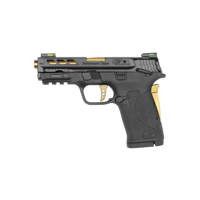 Smith & Wesson Performance Center M&P9 Shield 2.0 380ACP Pistol - Thumb Safety - Gold - 8 Round - Dirty Bird Industries Smith & Wesson Performance Center M&P9 Shield 2.0 380ACP Pistol - Thumb Safety - Gold - 8 Round - Dirty Bird Industries