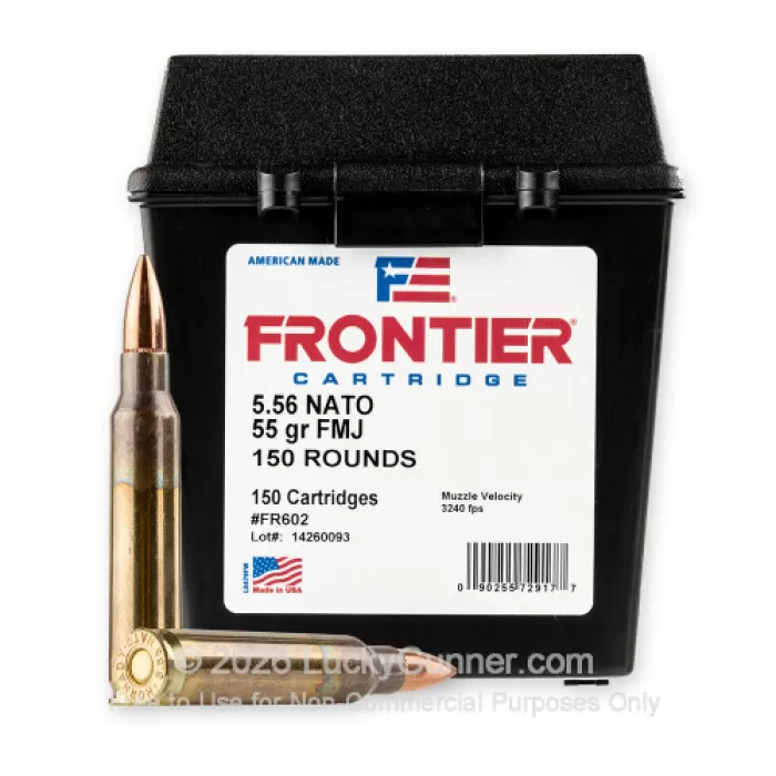 5.56x45 - 55 Grain FMJ - Hornady Frontier - 150 Rounds in Field Box