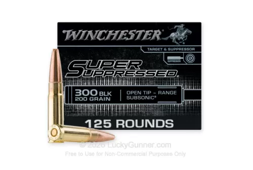 Winchester Super Suppressed Subsonic Ammunition .300 Blk 200gr OTM 1060 fps 125/ct