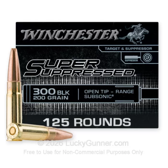 Winchester Super Suppressed Subsonic Ammunition .300 Blk 200gr OTM 1060 fps 125/ct