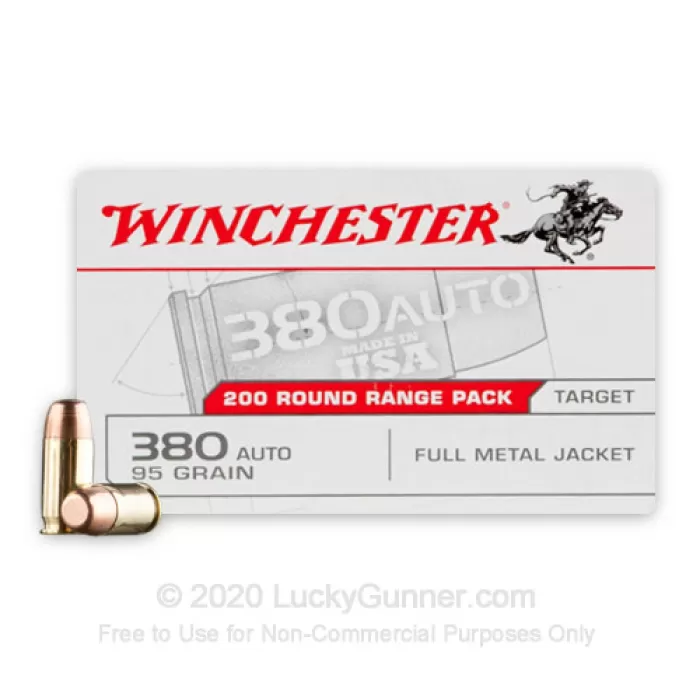Winchester Target & Practice .380 Auto, 95gr FMU, 1000rd Case