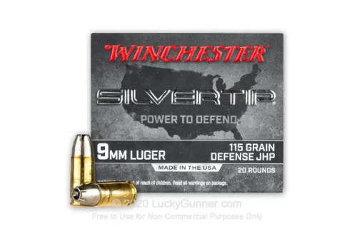 Winchester Silvertip Defense 9mm Luger Ammo 115 Grain Winchester Silvertip Jacketed Hollow Point Case of 200 (10 Boxes of 20)