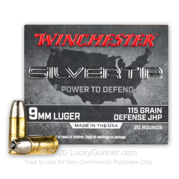 Winchester Silvertip Defense 9mm Luger Ammo 115 Grain Winchester Silvertip Jacketed Hollow Point Case of 200 (10 Boxes of 20)