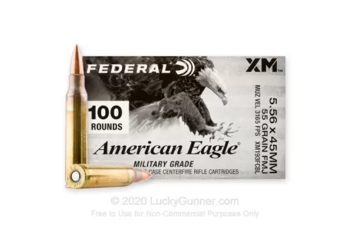 Federal American Eagle 5.56x45mm NATO XM193 Ammo 55 Grain Full Metal Jacket