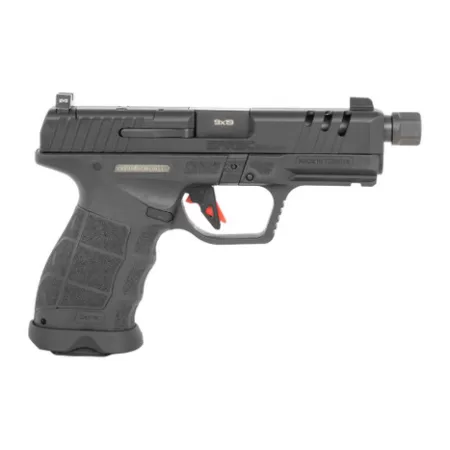 Sarsilmaz SAR9CSOCOMBL10 SAR9 SOCOM Compact 9mm Luger 10+1 4.70" Black Threaded Barrel, Black Steel Optic Cut/Serrated Slide, Black Polymer Frame w/Picatinny Rail, Interchangeable Backstrap Grip, RMSc