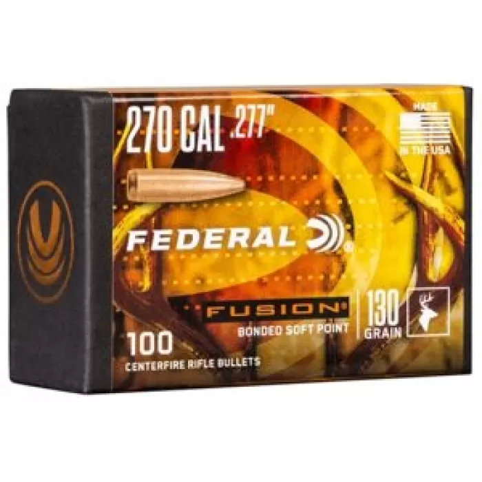 Federal Fb277f2 Fusion Component  270 Win .277 130 GR Fusion Soft Point 100 Per Box/ 4 Case