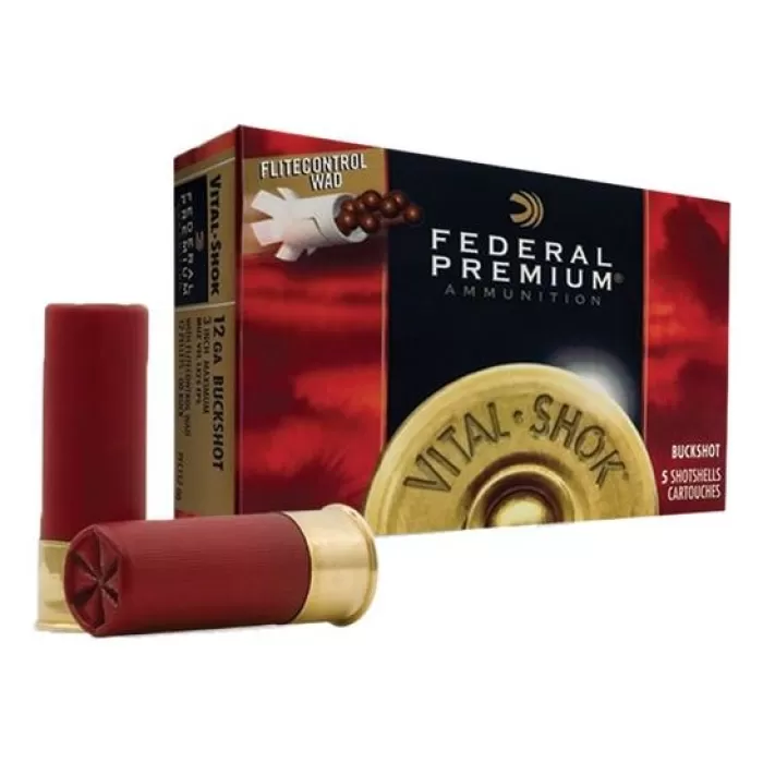 Federal 12ga 2.75" 9 Pellets 00 Buck Vital-Shok w/FC Shotshell Ammunition 5rds - PFC154 00 Federal 12ga 2.75" 9 Pellets 00 Buck Vital-Shok w/FC Shotshell Ammunition 5rds - PFC154 00