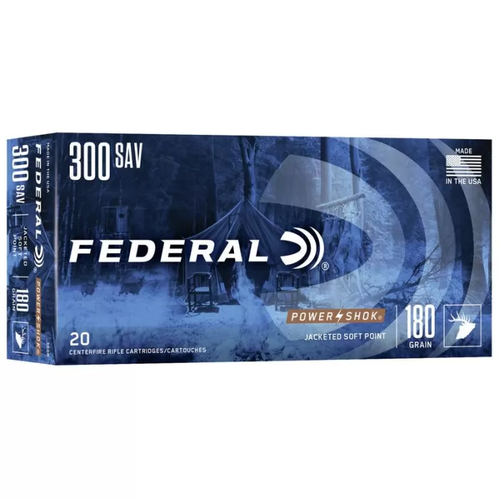 Federal 300B Power-Shok 300 Savage 180 gr Jacketed Soft Point (JSP) 20 Bx - Dirty Bird Industries