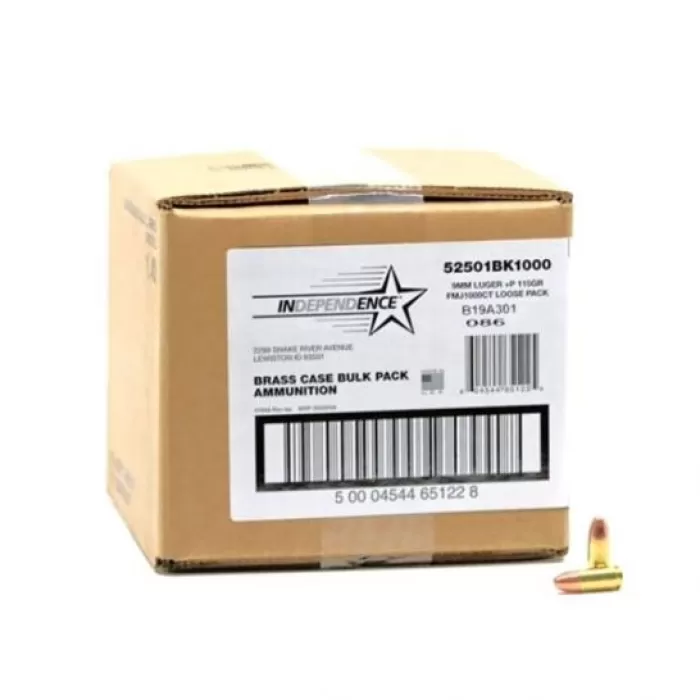 Federal Independence 115 gr FMJ Bulk 9mm Ammunition 1000 Rounds - 52501BK1000 Federal Independence 115 gr FMJ Bulk 9mm Ammunition 1000 Rounds - 52501BK1000