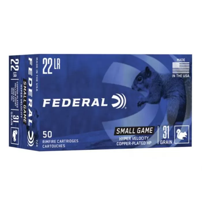 Federal Premium Small Game Hyper Velocity 31 gr CPHP .22 LR Ammunition 50 Rounds - 724 Federal Premium Small Game Hyper Velocity 31 gr CPHP .22 LR Ammunition 50 Rounds - 724