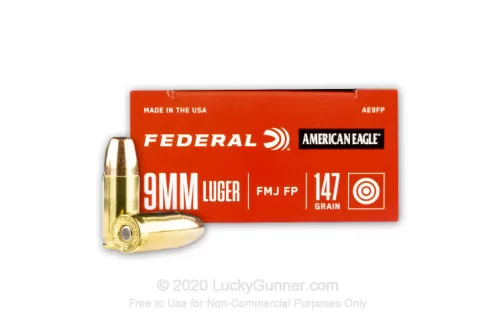 Federal American Eagle Handgun Ammunition 9Mm Luger 147 GR Fmj 1000 Fps 1000/Ct AE9FP CASE