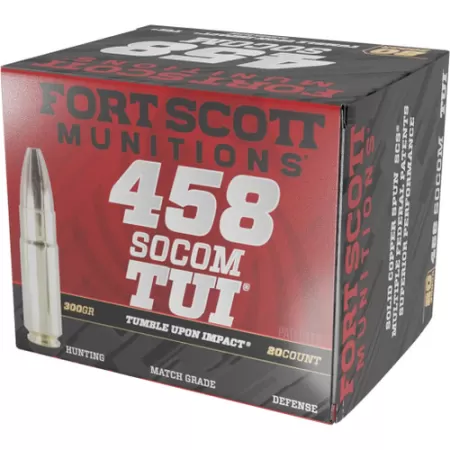Fort Scott Tumble Upon Impact Ammo, .458 SOCOM, SCS, 300 Grain, 20 Rounds