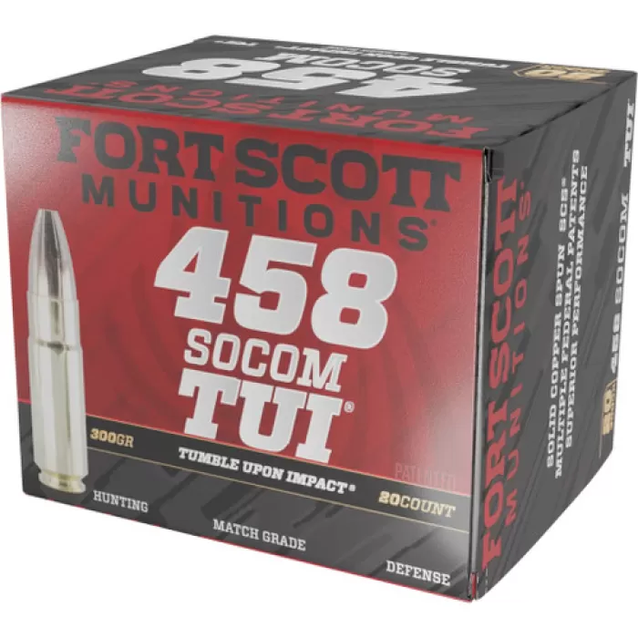 Fort Scott Tumble Upon Impact Ammo, .458 SOCOM, SCS, 300 Grain, 20 Rounds