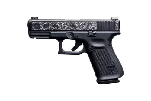 Glock 19M 9mm FBI Spec Pistol with Custom Engraved Slide and Night Sights