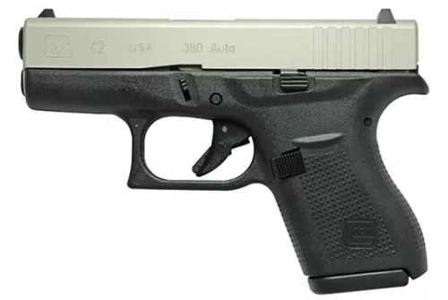 Glock 42 380Acp Black/Silver 6Rd UI4250201ALUMSLIDE