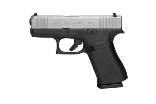Glock G43X 9mm Pistol Silver Slide 10rd 3.39" - UX435SL201