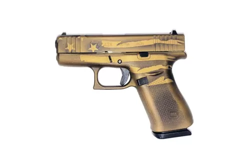 Glock Glock Glock 43X, 9Mm, 3.41" Barrel, Burnt Bronze Flag, 10-Rd, Ivs Exclusive PX4350204-BBBWFLAG