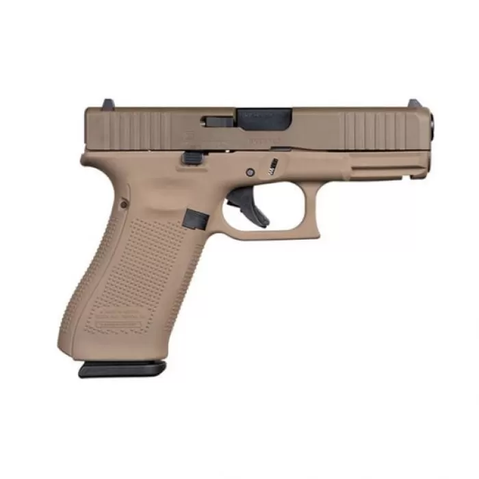 Glock 45 9mm Pistol with Front Slide Serrations, FDE Frame and Patriot Brown Slide Finish