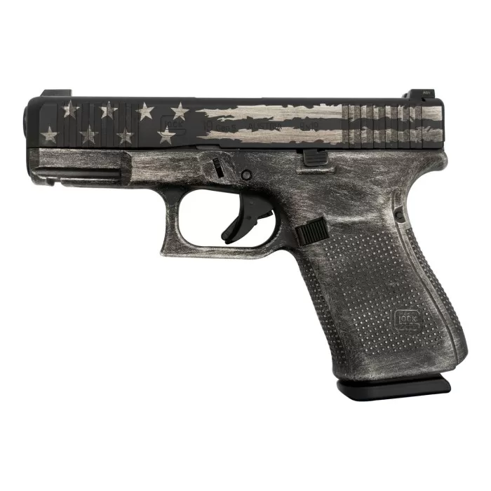 Glock 19 Flag 9mm Luger 4in Black Cerakote Pistol - 15+1 Rounds Glock 19 Flag 9mm Luger 4in Black Cerakote Pistol - 15+1 Rounds