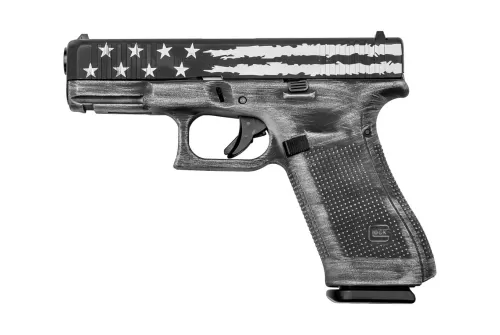 Glock 45 9mm Luger 4.02in Distressed Black & White Flag Cerakote Pistol - 17+1 Rounds