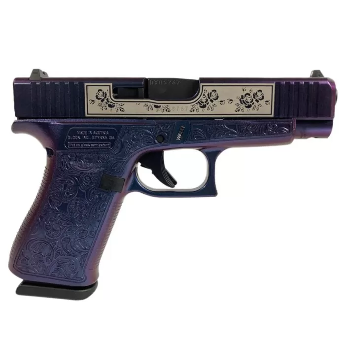 Glock 48 Gen 5 Custom "Glock & Roses" Mongoose Purple Handgun 9Mm Luger 10/Rd Magazines (2) 4.17" Barrel Austria PA4850201MGR Glock 48 Gen 5 Custom "Glock & Roses" Mongoose Purple Handgun 9Mm Luger 10/Rd Magazines (2) 4.17" Barrel Austria PA4850201MGR