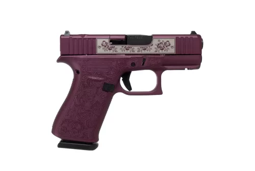 Glock 43x Engraved Paisley Black Cherry 9mm, 3.41" Barrel, 10rd