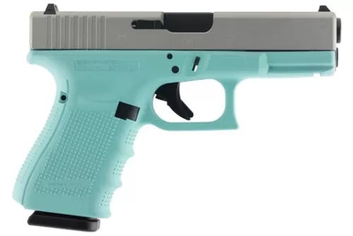 Glock PG1950203RES G19 Gen 4 Double 9mm Luger 4.01" 15+1 Robin Egg Blue Interchangeable Backstrap Grip Silver Aluminum Alloy