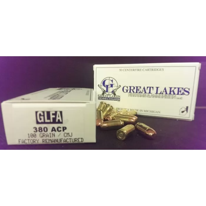 GREAT LAKES FIREARMS & AMMO LAKES AMMO .380ACP 100GR. FMJ 50-PACK A686675 GREAT LAKES FIREARMS & AMMO LAKES AMMO .380ACP 100GR. FMJ 50-PACK A686675