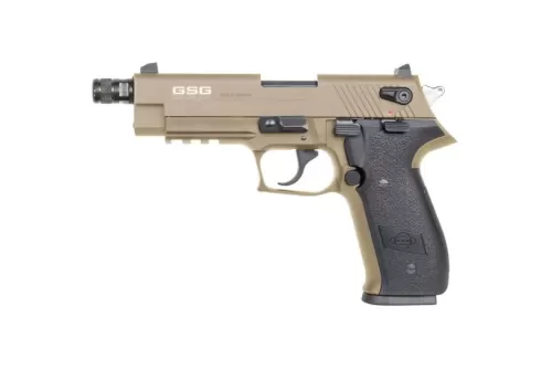 GSG Firefly .22LR 4.9u201d Barrel Flat Dark Earth Pistol with Threaded Barrel - GERG2210TFFT