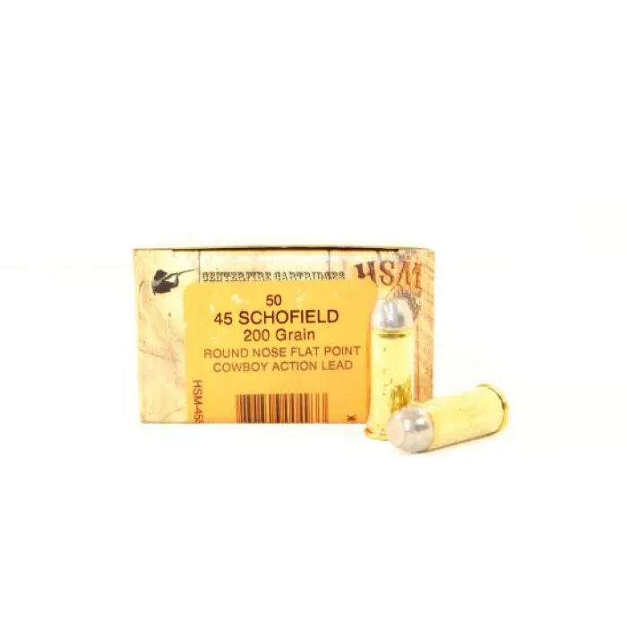 HSM 45 Schofield 200gr RNFP Ammunition New Manufactured Cowboy Action 50rds - HHSM-45S-1-N