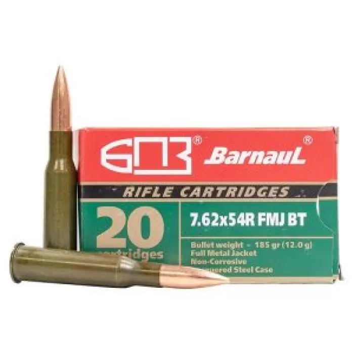 BARNAUL 762x54R 185gr FMJ steel lacquered 500rd case BARNAUL 762x54R 185gr FMJ steel lacquered 500rd case