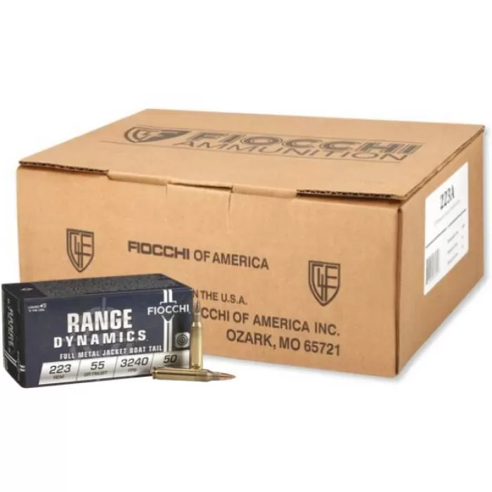 Fiocchi 223A Training Dynamics  223 Rem 55 gr Full Metal Jacket Boat Tail (FMJBT) 1000rd CASE