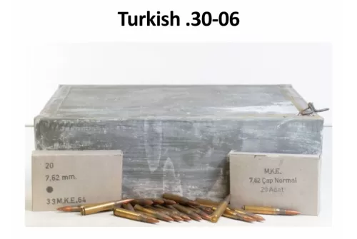 MKE Turkish 30-06 Springfield 150 GR FMJ Non-Corrosive Boxer Brass Surplus 1960's MKE Production 1000rd Box