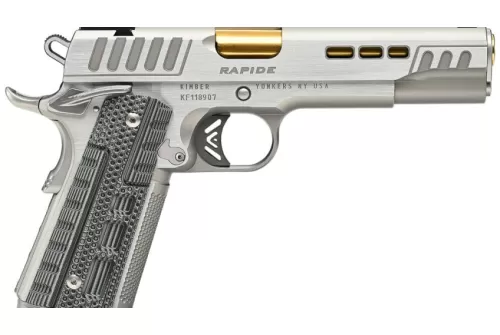 Kimber Rapide Dawn, 1911 45 ACP, 5" Barrel, Gold TiN Finish,  TRUGLO TFX Tritium/Fiber-Optic Sights, Black/Gray G10 Grips, Manual Safety, 8rd, 1 Magazine, California Compliant