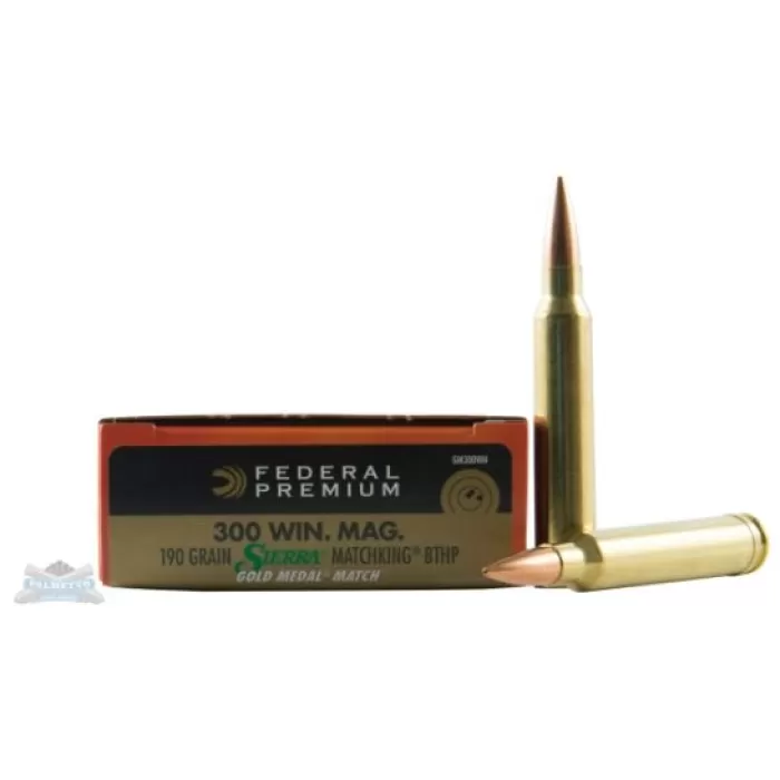 Federal 300 Winchester Magnum 190gr Sierra MatchKing BTHP Gold Medal Ammunition 20rds - GM300WM Federal 300 Winchester Magnum 190gr Sierra MatchKing BTHP Gold Medal Ammunition 20rds - GM300WM