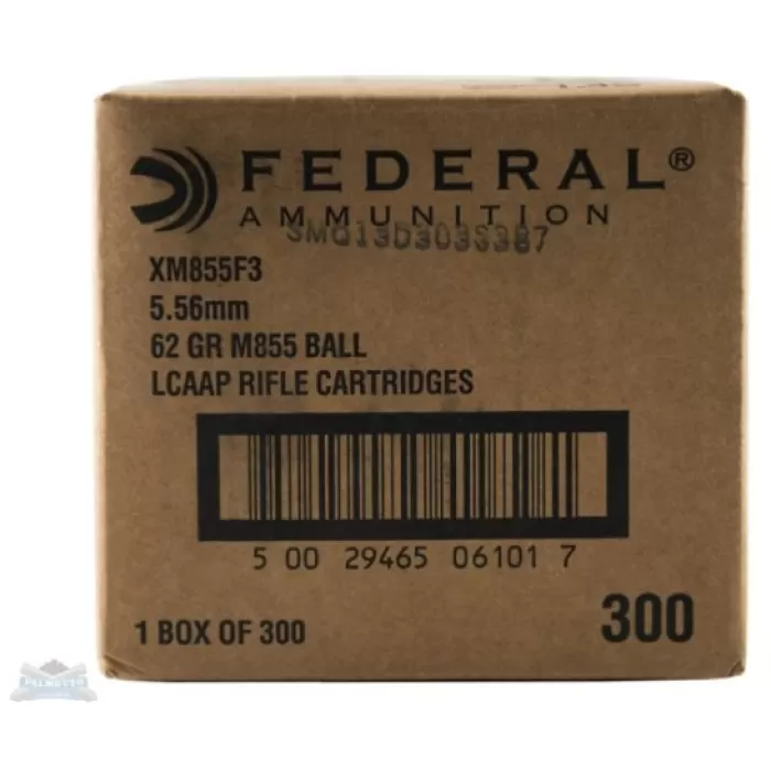 Federal 5.56mm 62gr FMJ Steel Core Ammunition 300rds - XM855F3 Federal 5.56mm 62gr FMJ Steel Core Ammunition 300rds - XM855F3