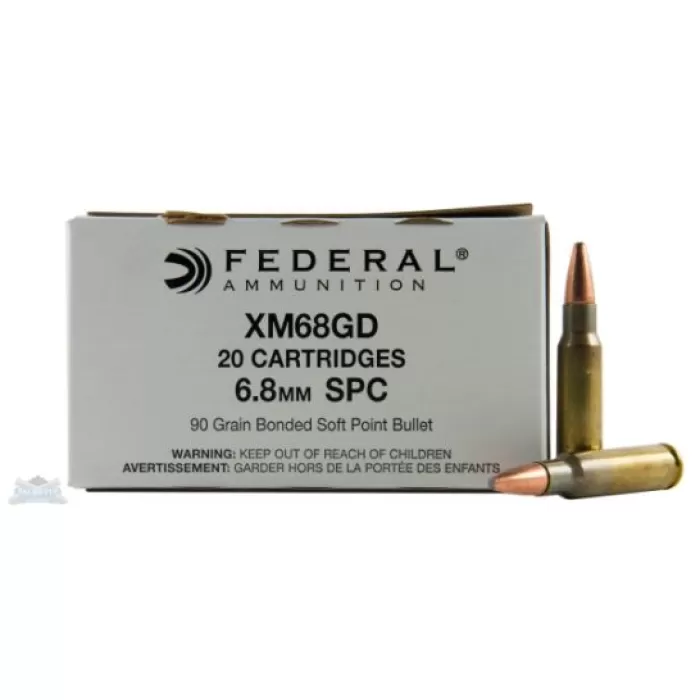 Federal 6.8mm SPC 90gr Bonded SP Ammunition 20rds - XM68GD Federal 6.8mm SPC 90gr Bonded SP Ammunition 20rds - XM68GD