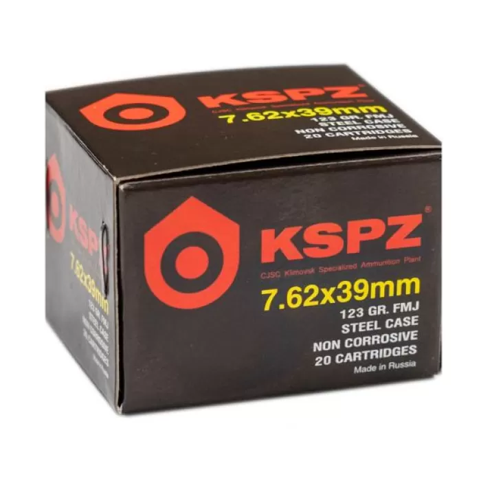 KSPZ 123 gr FMJ 7.62x39 Ammunition, 20 Rounds - KSPZ762X39 KSPZ 123 gr FMJ 7.62x39 Ammunition, 20 Rounds - KSPZ762X39