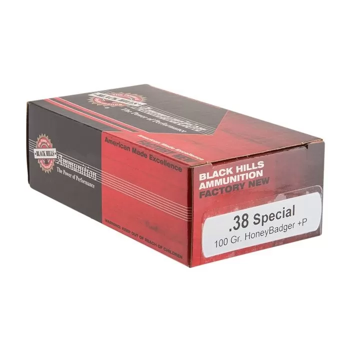 38 Special - +P 100 Grain HoneyBadger - Black Hills - 50 Rounds 38 Special - +P 100 Grain HoneyBadger - Black Hills - 50 Rounds