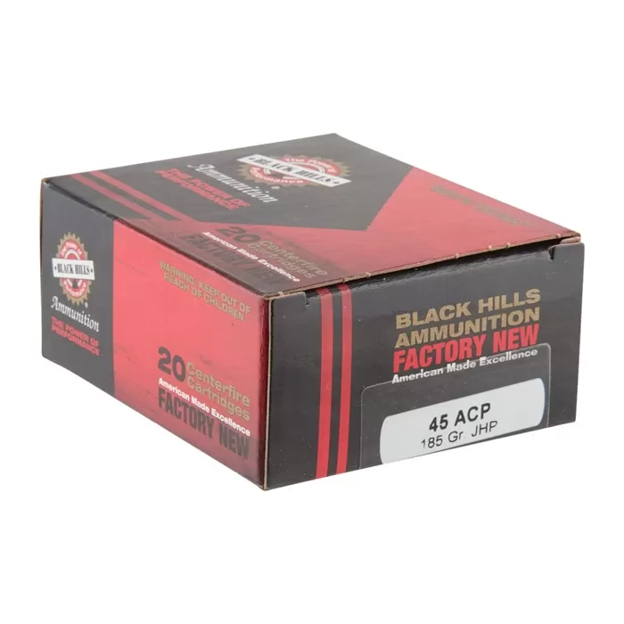 45 ACP - 185 Grain JHP - Black Hills - 20 Rounds 45 ACP - 185 Grain JHP - Black Hills - 20 Rounds