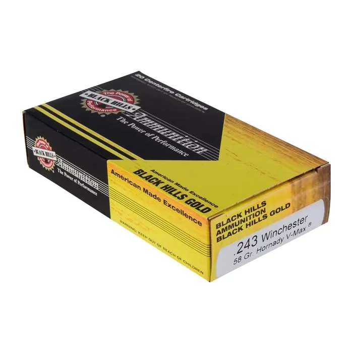 20rds - 243 Win. Black Hills Gold 58gr. V-Max Polymer Tip Ammo 20rds - 243 Win. Black Hills Gold 58gr. V-Max Polymer Tip Ammo