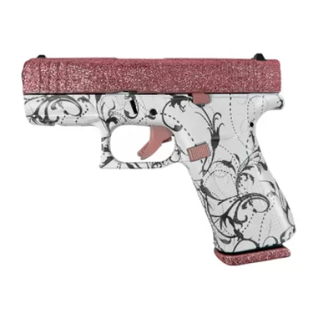 GLOCK 43X Glitter Gunz 9mm 3.41in 10rd Rose Gold/Paisley Cerakote Striker-Fired Pistol (PX4350204NRGP)