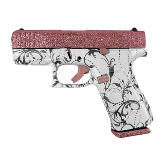 GLOCK 43X Glitter Gunz 9mm 3.41in 10rd Rose Gold/Paisley Cerakote Striker-Fired Pistol (PX4350204NRGP)