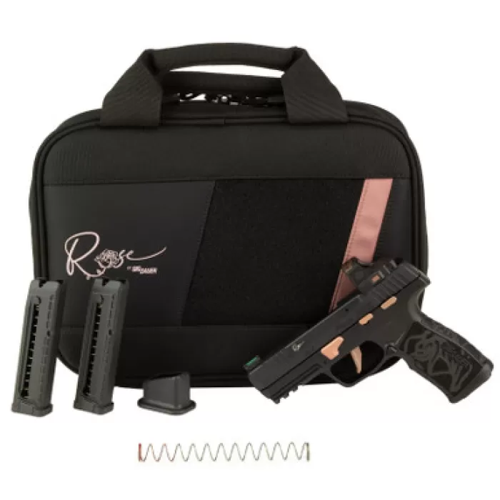 Sig Sauer 322CROSERS10 P322 Rose w/Optic 22 LR 10+1 4" Black Barrel, Black Anodized Serrated w/Optic Slide, Black Stainless Steel Frame w/Picatinny Rail, Rose Laser Engraved Black Polymer Grip, Sig RO