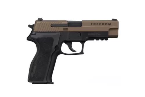 Sig Sauer E26R9BSSFBZ P226 Freedom Limited Edition Full Size 9mm Luger 15+1 4.40" Black Carbon Steel Barrel, Bronze Cerakote w/Freedom Engraving Stainless Steel Serrated Slide, Black Anodized Aluminum