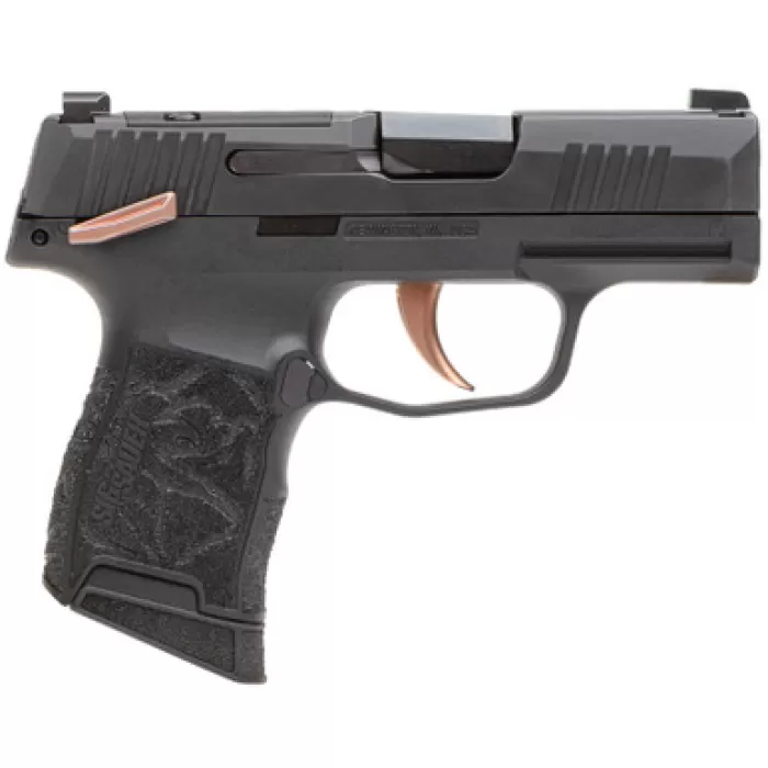 Sig Sauer 365380ROSE P365 Rose Kit Micro-Compact 380 ACP 10+1 3.10" Black Nitron Stainless Steel Optic Ready/Serrated Slide, Black w/Rose Gold Accents Stainless Steel Frame w/Accessory Rail, Black Las Sig Sauer 365380ROSE P365 Rose Kit Micro-Compact 380 ACP 10+1 3.10" Black Nitron Stainless Steel Optic Ready/Serrated Slide, Black w/Rose Gold Accents Stainless Steel Frame w/Accessory Rail, Black Las